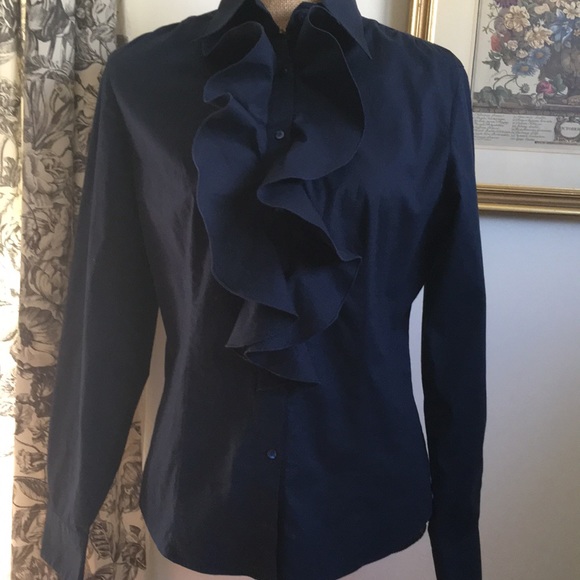 navy ruffle shirt